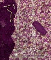 Classy Organza Suit Set with Heavy Real Mirror Work - Yanchi