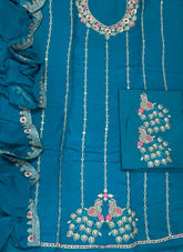 Classy Pure Organza with Heavy Sequins & Zari Thread Work - Yanchi