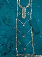 Classy Shimmer Suit Set with Sequins & Zari Thread Work - Yanchi
