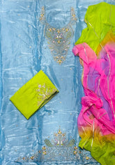 Classy Weaves Gold Crush Suit Set (Bottom Work) - Yanchi