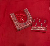 Classy Wow Glass Organza Suit Set with Heavy Pearl & Real Mirror Work - Yanchi