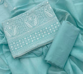 Cotton Chikankari Suit Set D1 (Sea - Blue) - Yanchi