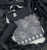 Cotton Chikankari Suit Set D2 (Black) - Yanchi