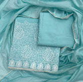 Cotton Chikankari Suit Set D2 (Light Blue) - Yanchi