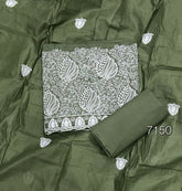 Cotton Chikankari Suit Set D2 (Olive) - Yanchi