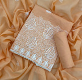 Cotton Chikankari Suit Set D2 (Orange) - Yanchi