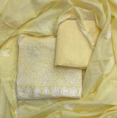 Cotton Chikankari Suit Set D2 (Yellow) - Yanchi