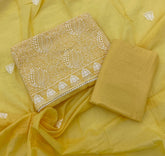 Cotton Chikankari Suit Set D2 (Yellow) - Yanchi