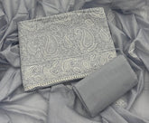 Cotton Chikankari Suit Set D4 (Grey) - Yanchi