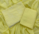 Cotton Chikankari Suit Set D4 (Lemon - Yellow) - Yanchi