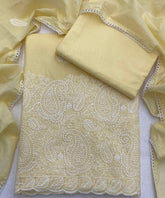 Cotton Chikankari Suit Set D4 (Lemon Yellow) - Yanchi