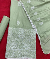 Cotton Chikankari Suit Set D4 (Pista Green) - Yanchi