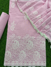Cotton Chikankari Suit Set D6 (Baby Pink) - Yanchi