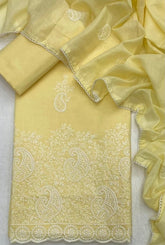 Cotton Chikankari Suit Set D6 (Lemon Yellow) - Yanchi
