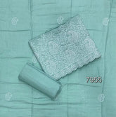 Cotton Chikankari Suit Set D6 (Metal Blue) - Yanchi