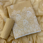 Cotton Chikankari Suit Set D6(Dark Soft Yellow) - Yanchi