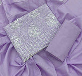 Cotton Chikankari Suit Set D7 (Lavender) - Yanchi
