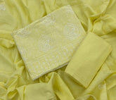 Cotton Chikankari Suit Set D7 (Lemon - Yellow) - Yanchi