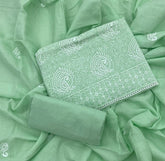 Cotton Chikankari Suit Set D7 (Mint - Green) - Yanchi