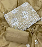 Cotton Chikankari Suit Set D7 (Soft - Yellow) - Yanchi