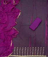 Crush Silk Suit Set with Swarowski & Cutdana Work - Yanchi