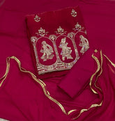 Crush Silk Suit Set with Zari, Cutdana & Sequins Work - Yanchi