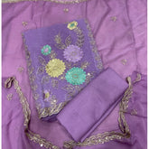 Crush Silk Suit Set with Zari & Sequins Work - Yanchi