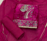 Crush Silk Suit Set with Zari & Sequins Work - Yanchi