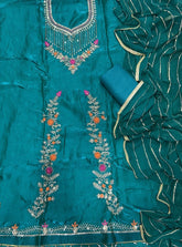 Crush Silk Suit Set with Zari & Sequins Work - Yanchi