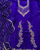 Crush Silk Suit Set with Zari & Sequins Work - Yanchi