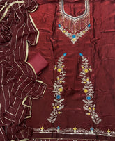 Crush Silk Suit Set with Zari & Sequins Work - Yanchi