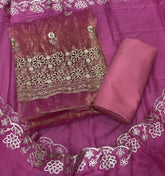Crush Silk Suit Set with Zari & Stone Work - Yanchi