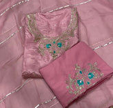 Dhamaka Offer Glass Organza Suit Set With Zari & Thread Work - Yanchi