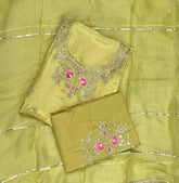 Dhamaka Offer Glass Organza Suit Set With Zari & Thread Work - Yanchi
