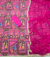 Dhamaka Offer Insta Trending Raja Rani Crepe Suit Set with Heavy Zari & Sequins Work - Yanchi