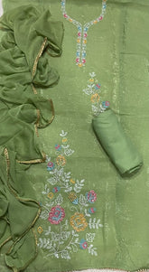 Fancy Crunchy Suit Set with Elegant Beads & Thread Work - Yanchi