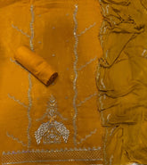 Fancy Crunchy Suit Set with Heavy Zari Thread & Sequence Work - Yanchi