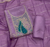 Fancy Crunchy Suit Set with Sequins Heavy Zari Thread Work - Yanchi
