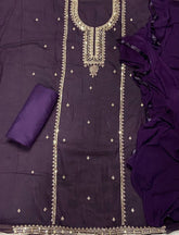 Fancy Crunchy Suit Set with Sequins Heavy Zari Thread Work - Yanchi