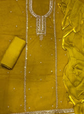 Fancy Crunchy Suit Set with Sequins Heavy Zari Thread Work - Yanchi