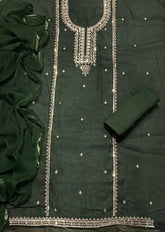 Fancy Crunchy Suit Set with Sequins Heavy Zari Thread Work - Yanchi