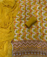 Fancy Glass Organza Suit Set with Cutdana & Stone Mirror Work - Yanchi