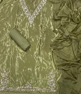 Fancy Glass Organza Suit Set with Heavy Beads & Sequins Work - Yanchi