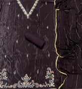 Fancy Glass Organza Suit Set with Heavy Beads & Sequins Work - Yanchi