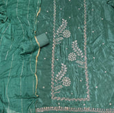 Fancy Glass Organza Suit Set with Heavy Pearl & Cutdana Work - Yanchi