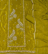 Fancy Glass Organza Suit Set with Heavy Pearl & Cutdana Work - Yanchi