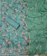 Fancy Glass Organza Suit Set with Heavy Pearl & Cutdana Work - Yanchi