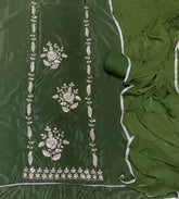 Fancy Glass Organza Suit Set with Heavy Pearl & Cutdana Work - Yanchi