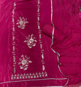 Fancy Glass Organza Suit Set with Heavy Pearl & Cutdana Work - Yanchi