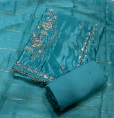 Fancy Glass Organza Suit Set with Heavy Sequins & Beads Work - Yanchi